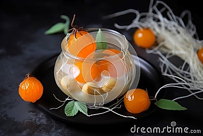 Dessert decorated physalis berry food. Generate Ai Stock Photo