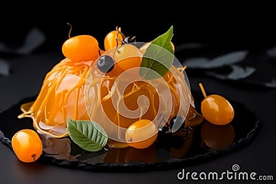 Dessert decorated physalis berry studio photo. Generate Ai Stock Photo