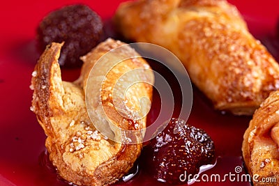 Dessert food biscuit snack delicious with strawberry, sweet Stock Photo
