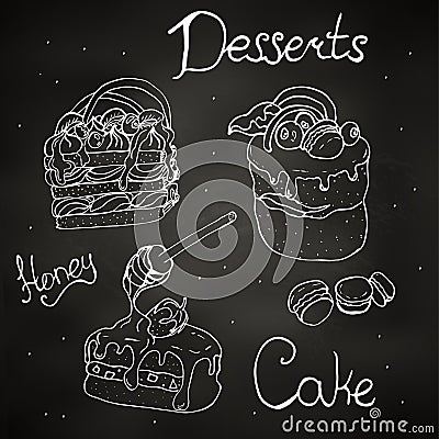 Dessert, fruit on a stick in chocolate.illustration, Cartoon Illustration