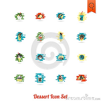 Dessert Icon Set in Modern Flat Design Style Vector Illustration