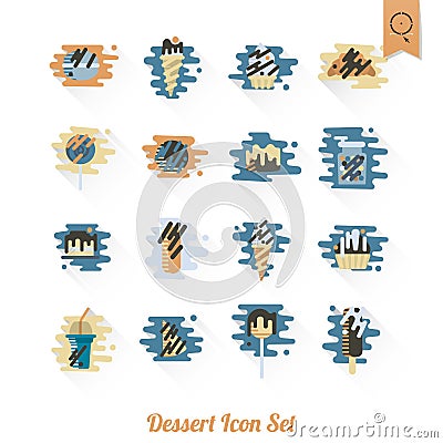 Dessert Icon Set in Modern Flat Design Style Vector Illustration