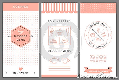 Dessert Menu Card Design template. Vector Illustration