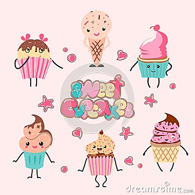 Dessert party cafe Cartoon Illustration