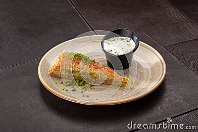 Dessert Sobiyet Baklava, mussels baklava and classic baklava Stock Photo