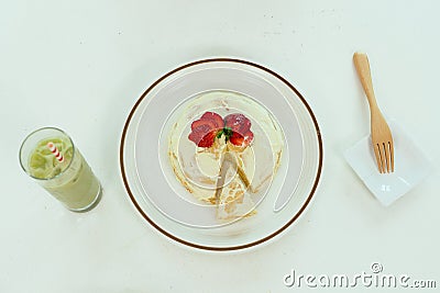 Dessert strawberry pancake Stock Photo