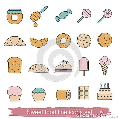 Dessert and sweet icon set Vector Illustration