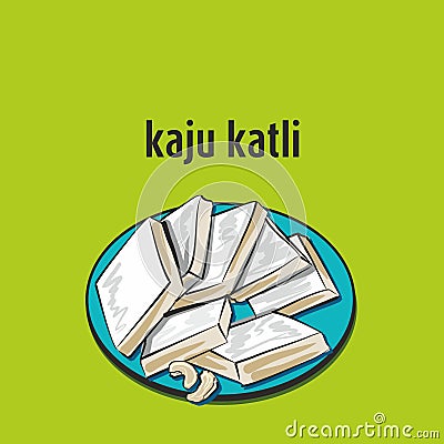 Kaju katli indian traditional sweet Vector Illustration