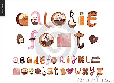 Dessert temptation font Vector Illustration