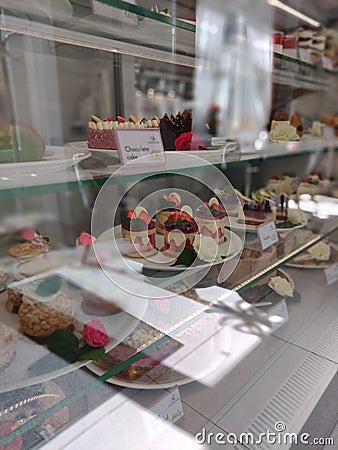 Desserts in café, Karlovy Vary Stock Photo