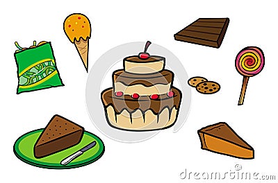 Desserts collection Cartoon Illustration