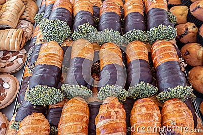 desserts of cookie at market, bakery storefront in Malta Stock Photo