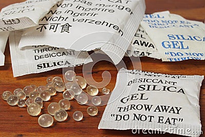 Dessicant, silica gel Stock Photo