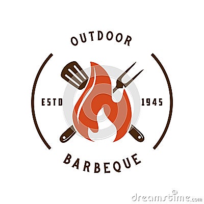 Vintage Retro Rustic BBQ Grill, Barbecue, Barbeque Label Stamp Logo design vector Vector Illustration