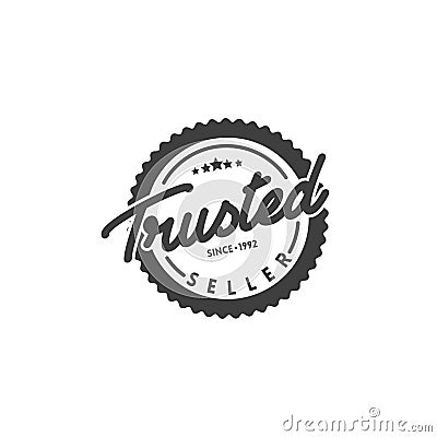 Minimalist Trusted Seller Stamp Logo Design Vector Illustration