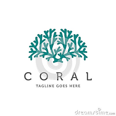 Neuron Nerve Cell or Coral Seaweed logo design inspiration Vector Illustration