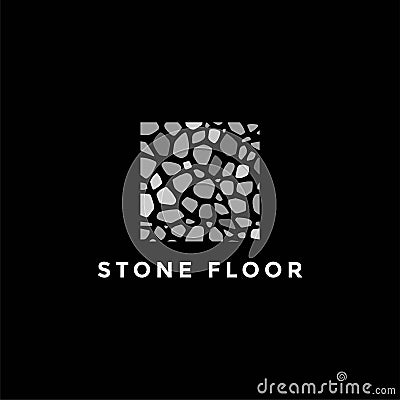 Square Stone Floor Construction Real Estate Logo Design Vector Illustration