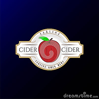 Retro Vintage Apple Cider Badge Label Logo Design Vector Vector Illustration