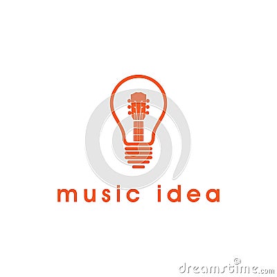 Modern Light Bulb Guitar Music Idea Logo Design Vector Vector Illustration
