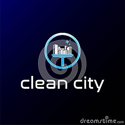 City Building Estate Cleaning Service Logo Design Vector Vector Illustration