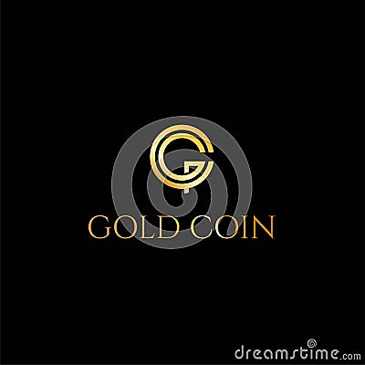 Luxury Initial Letter GC CG Golden Coin Logo Design Vector Vector Illustration