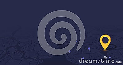 Destinations. Gps tracking map. Track navigation pin on street maps, navigate mapping locate position pin. Isometric Vector Illustration