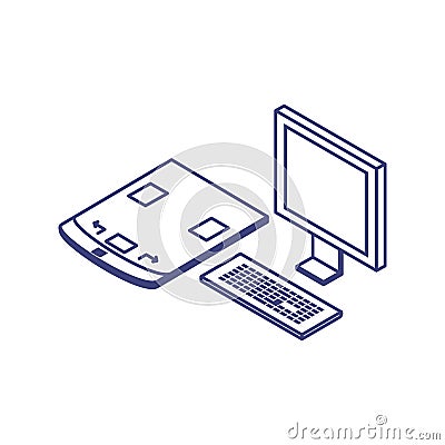 destop computer with designer tablet Cartoon Illustration
