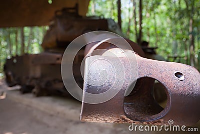 Destroyed an American tank Stock Photo