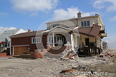 Destroyed beach house four months after Hurricane Sandy Editorial Stock Photo