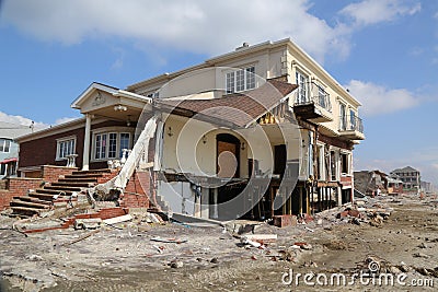 Destroyed beach house four months after Hurricane Sandy Editorial Stock Photo