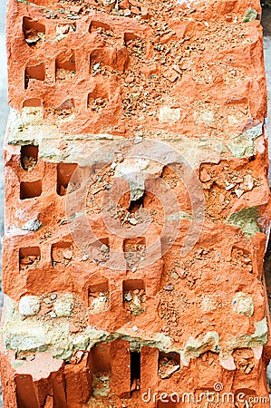 Destroyed brick close-up, background Stock Photo
