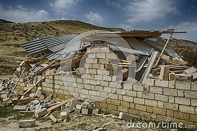Destroyed building - rubble Stock Photo