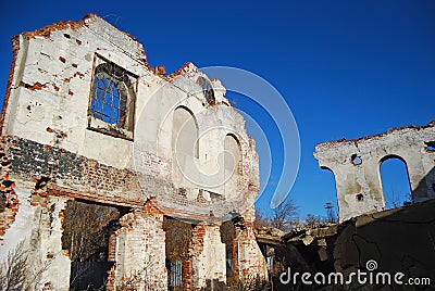 Destroyed factory wall Stock Photo