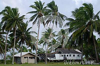 Destroyed house from Cyclone Pat in Aitutaki Lagoon Cook Island Editorial Stock Photo