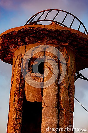 Destroyed light house tower in the town of Batroun Stock Photo