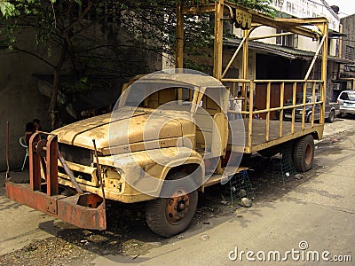 Old truck in Calapan on the Philippines December 20, 2011 Editorial Stock Photo