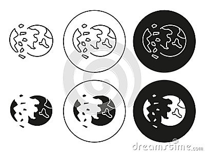Destroyed planet vector icon mark set symbol for web application Vector Illustration