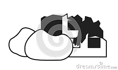 Destroyed real estate building monochrome flat vector object Vector Illustration