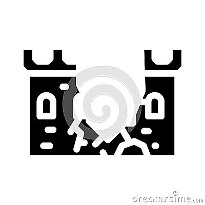 Destroyed wall of castle glyph icon vector illustration Vector Illustration