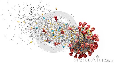 Destroying Coronavirus Covid-19 virus cell. Vaccine for Covid19 Stock Photo