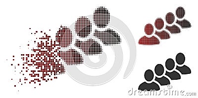 Destructed Dotted Halftone User Queue Icon Vector Illustration