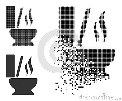 Destructed Dotted Toilet Smell Icon with Halftone Version Vector Illustration
