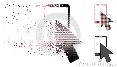 Destructed Pixel Halftone Smartphone Arrow Pointer Icon Vector Illustration