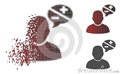 Destructed Pixelated Halftone User Arguments Icon Vector Illustration