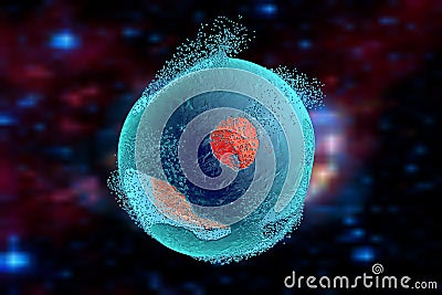 Destruction of a cell. Conceptual image Cartoon Illustration