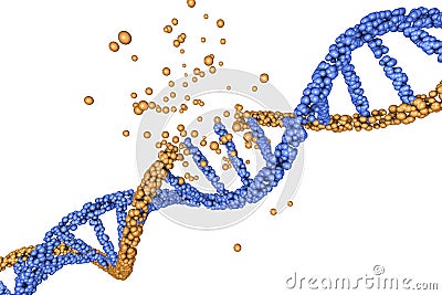 Destruction of DNA, damaged DNA Cartoon Illustration