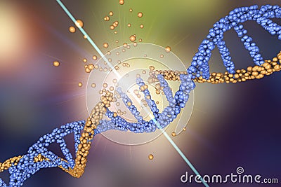 Destruction of DNA, damaged DNA Cartoon Illustration