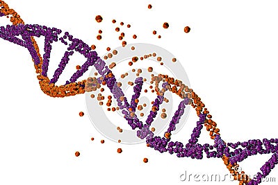 Destruction of DNA, damaged DNA Cartoon Illustration