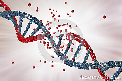 Destruction of DNA, damaged DNA Cartoon Illustration