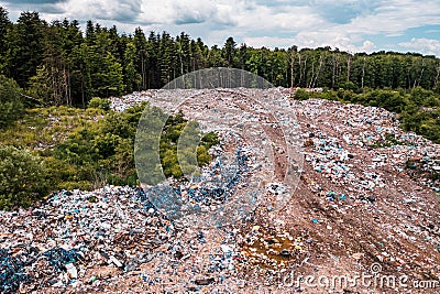 Destruction of forests and ecological system by garbage removal in forests, top view, destructive destruction of nature. Stock Photo